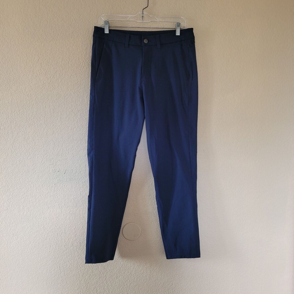 Lululemon Commission Pant Slim Mens 31 Navy Blue Golf Stretch Chino Warpstreme